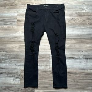 Express black torn/worn style jeans stretchy